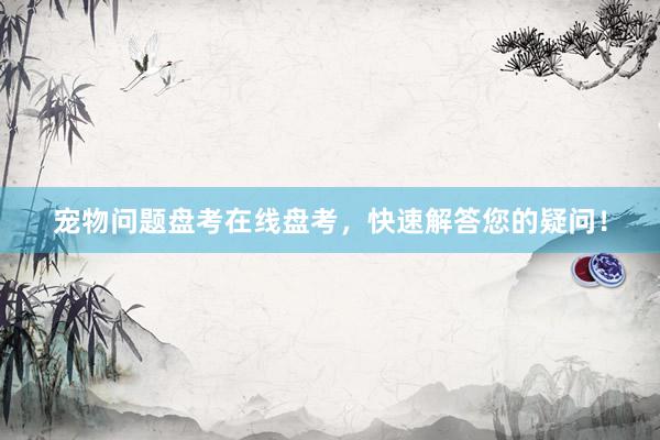 宠物问题盘考在线盘考，快速解答您的疑问！
